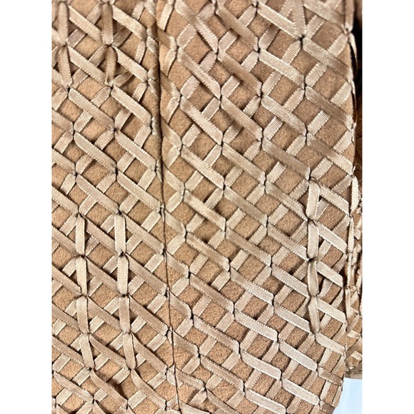 Margaret Godfrey Sz 6 Leather Jacket Lattice Texture Western Chic Lined Cropped - Picture 5 of 8